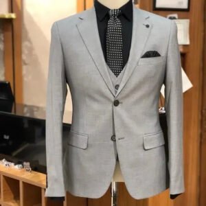 2024 Elegant Grey Business 3 Piece Men Suit Groom Tuxedos For Wedding Formal Party Male Blazer High Quality Casual Skinny Jacket