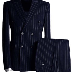 Men's Three Piece Suit Stripe Double Breasted Peak Lapel(Jacket&Vest and Pants) Groom Business Tuxedos men suits wedding prom
